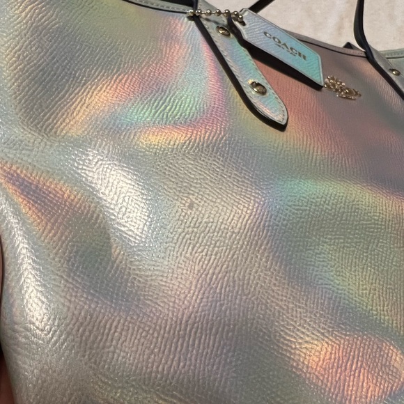 Coach Hologram City Zip Tote and Wallet Iridescent Leather Silver - Picture 11 of 11